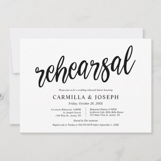 Moderne Rustic, huwelijksrepetitie en avondeten Kaart (Voorkant)