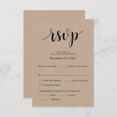 Moderne Rustic Kraft bruiloft RSVP antwoordkaart Informatiekaartje (Voorkant / Achterkant)