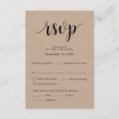 Moderne Rustic Kraft bruiloft RSVP antwoordkaart Informatiekaartje (Voorkant)