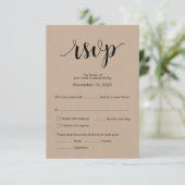 Moderne Rustic Kraft bruiloft RSVP antwoordkaart Informatiekaartje (Staand voorkant)