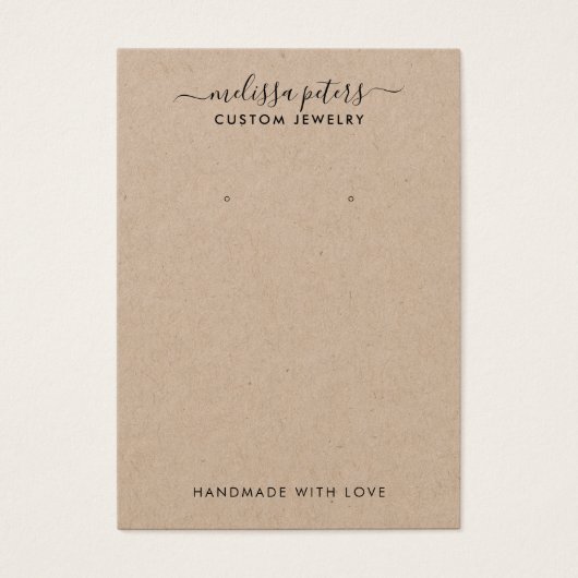 Moderne Rustic Kraft Jewelry Earring Display Kaart (Voorkant)