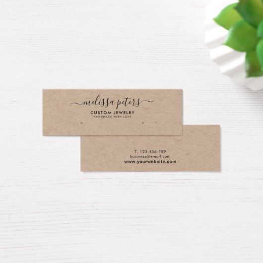 Moderne Rustic Kraft Jewelry Earring Display Kaart (Bureau)