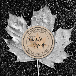 Moderne Rustic Kraft Maple Etiket Maple Leaf