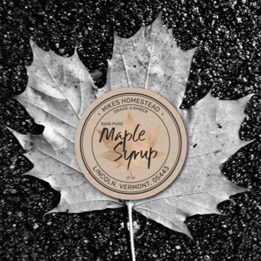 Moderne Rustic Kraft Maple Etiket Maple Leaf