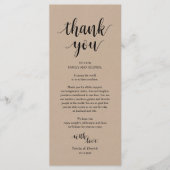 Moderne Rustic, Kraft Place-instelling Dank u wel  Programmakaart (Voorkant)