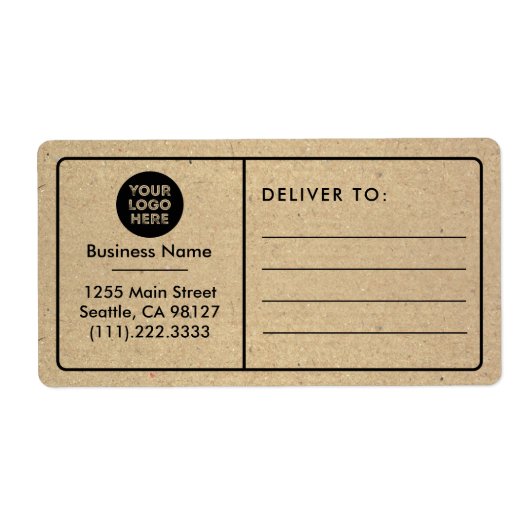 Moderne Rustic Kraft Small Business Logo Etiket (Voorkant)