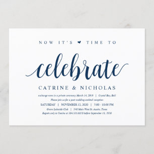 Moderne Rustic, Marineblauw Schrift, Trouw Elopeme Kaart