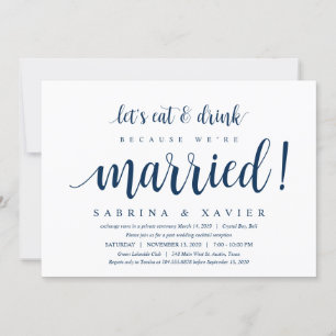 Moderne Rustic, Marineblauw Schrift, Trouw Elopeme Kaart