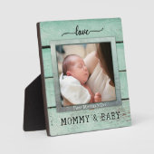 Moderne Rustic Mint Green Wood Foto Plaque Fotoplaat (Voorkant)