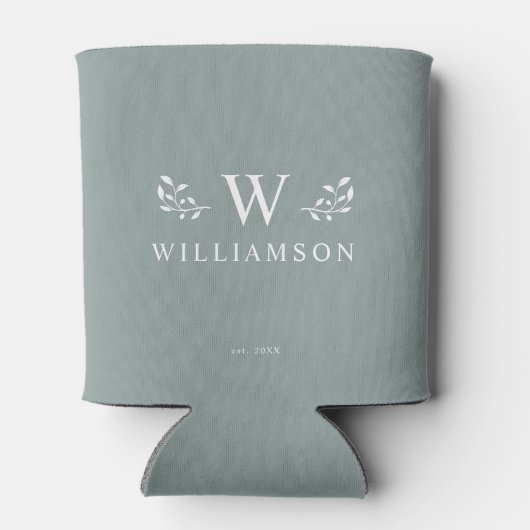 Moderne Rustic Monogram Aangepaste Familienaam Sag Blikjeskoeler (Achterkant)