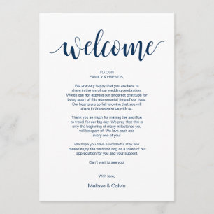 Moderne Rustic, Navy, Welcome and Itinerary Card Programmakaart