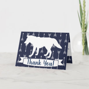 Moderne Rustic Navy & White Wolf Arrows Dank je Bedankkaart