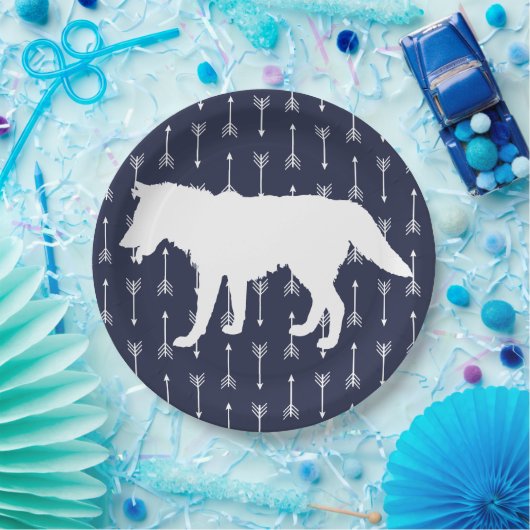 Moderne Rustic Navy & White Wolf Arrows Papieren Bordje (Feest)