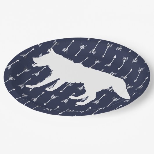 Moderne Rustic Navy & White Wolf Arrows Papieren Bordje (Gekanteld)