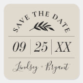 Moderne Rustic Persoonlijk sparen de Datum Vierkante Sticker (Voorkant)