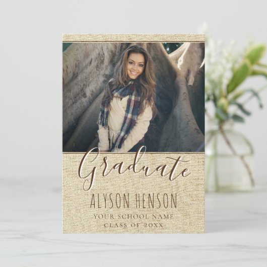 Moderne Rustic Photo Afstuderen Announcement Kaart (Staand voorkant)
