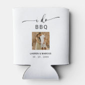 Moderne Rustic Photo Calligraphy I Do BBQ Blikjeskoeler (Achterkant)