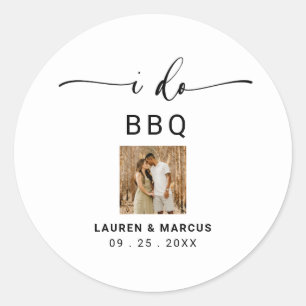 Moderne Rustic Photo I Do BBQ Ronde Sticker