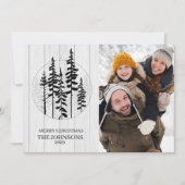 Moderne Rustic Pine Tree Farmhouse-kerstfoto Feestdagenkaart (Voorkant)