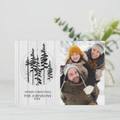 Moderne Rustic Pine Tree Farmhouse-kerstfoto Feestdagenkaart (Staand voorkant)