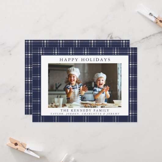 Moderne Rustic Plays Family Kaart voor Kerstmis me (Voorkant / Achterkant in situ)