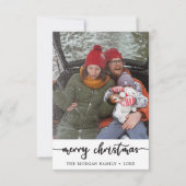 Moderne Rustic Script-kerstfotokaart Bedankkaart (Voorkant)