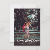 Moderne Rustic Script-kerstfotokaart Bedankkaart (Voorkant)