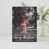 Moderne Rustic Script-kerstfotokaart Bedankkaart (Staand voorkant)