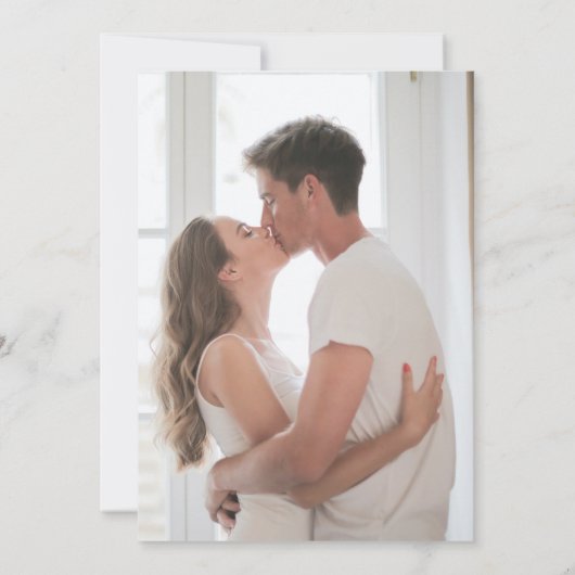 Moderne Rustic Simple Calligraphy Engagement Party Kaart (Achterkant)