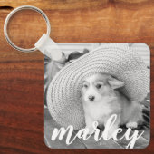Moderne Rustic Simple Custom Pet-foto Sleutelhanger (Voorkant)