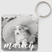 Moderne Rustic Simple Custom Pet-foto Sleutelhanger (Achterkant)