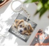 Moderne Rustic Simple Custom Pet-foto Sleutelhanger