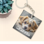 Moderne Rustic Simple Custom Pet-foto Sleutelhanger