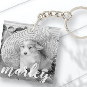 Moderne Rustic Simple Custom Pet-foto Sleutelhanger