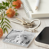 Moderne Rustic Simple Custom Pet-foto Sleutelhanger (Voorkant Rechts)