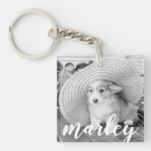 Moderne Rustic Simple Custom Pet-foto Sleutelhanger (Voorkant)