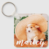 Moderne Rustic Simple Custom Pet-foto Sleutelhanger (Voorkant)