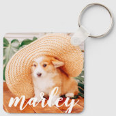 Moderne Rustic Simple Custom Pet-foto Sleutelhanger (Achterkant)