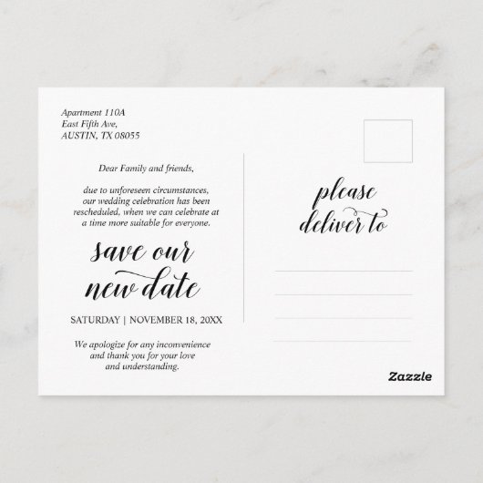 Moderne Rustic Sla de nieuwe datum op, nodigt uit  Briefkaart (Achterkant)