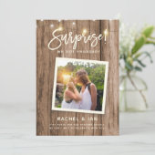 Moderne Rustic Snapshot Surprise Verloving foto Save The Date (Staand voorkant)