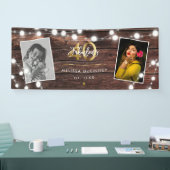 Moderne Rustic String Lights Gold Fab 40e verjaard Spandoek (Beurs)