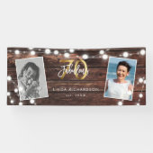 Moderne Rustic String Lights Gold Fab 70th Birthda Spandoek (Horizontaal)