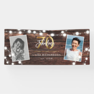 Moderne Rustic String Lights Gold Fab 70th Birthda Spandoek