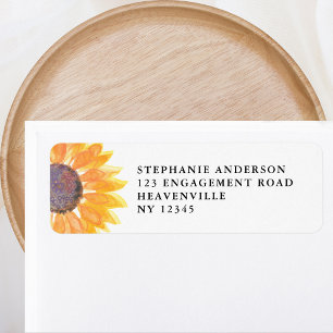 Moderne Rustic Sunflower Wedding Return-adres Etiket