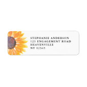 Moderne Rustic Sunflower Wedding Return-adres Etiket (Voorkant)