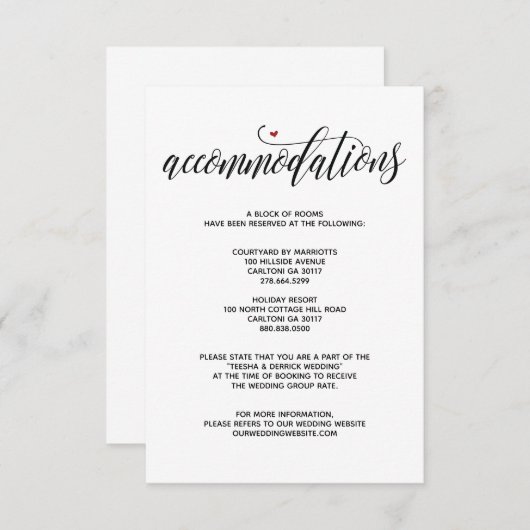 Moderne Rustic-trouwaccommodatiekaart Informatiekaartje (Voorkant / Achterkant)