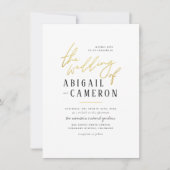 Moderne Rustic Type Gold Lettering Foto Wedding Kaart (Voorkant)