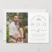 Moderne Rustic Typografie Foto Opslaan Datum Uitno Kaart (Voorkant)