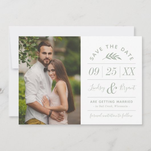 Moderne Rustic Typografie Foto Opslaan Datum Uitno Kaart (Voorkant)