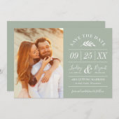 Moderne Rustic Typografie Foto Opslaan Datum Uitno Kaart (Voorkant / Achterkant)